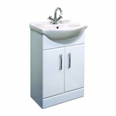 Abbott 550mm Bathroom Basin Units - Gloss White with Single Tap Hole 